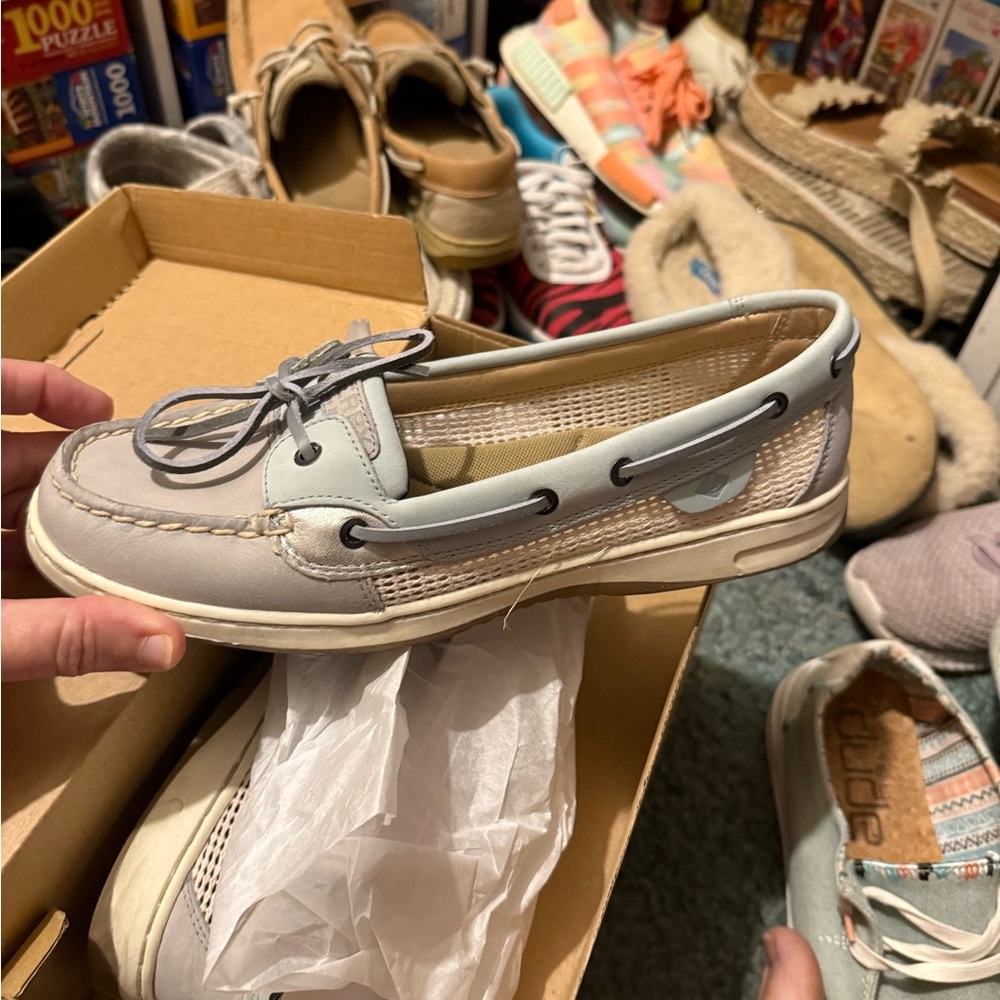 Sperry Women's Light Gray Mesh Boat Shoes